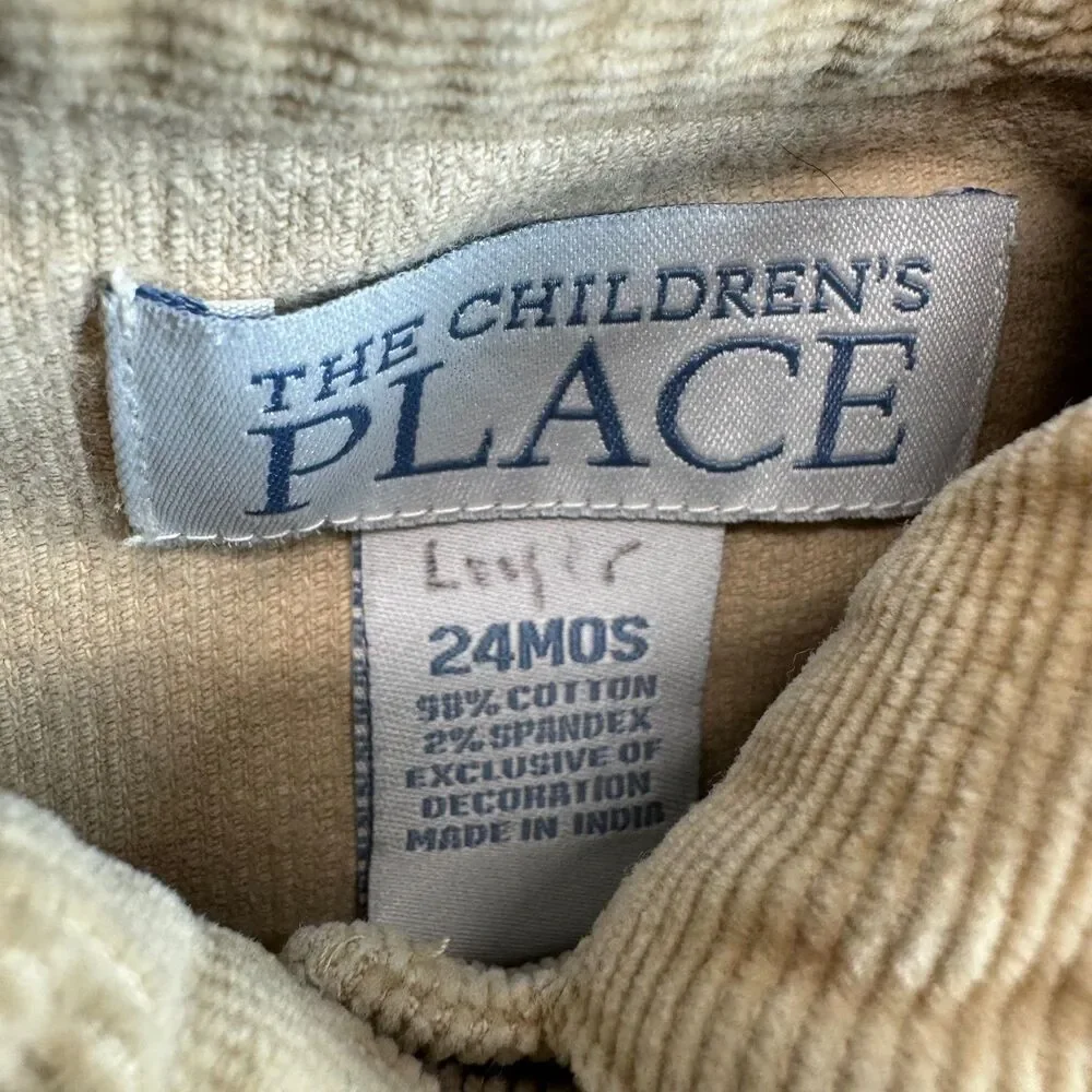 The Children's Place Jacket Kids 24 Months Brown Corduroy Love Flower Heart Cute